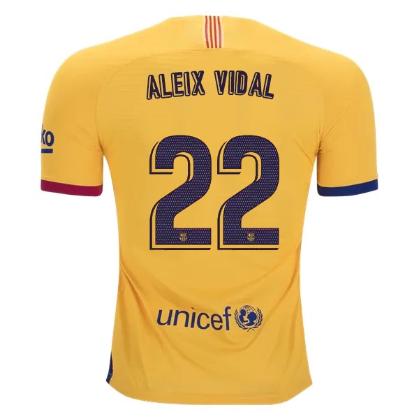 Trikot Barcelona NO.22 Aleix Vidal Auswarts 2019-20 Gelb Fussballtrikots Günstig